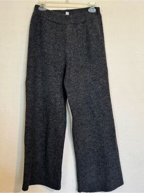 Topshop Charcoal Knit Wide-Leg Pants